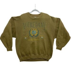 Vintage Notre Dame Fighting Irish Sweatshirt Mens XL Olive Graphic Pullover